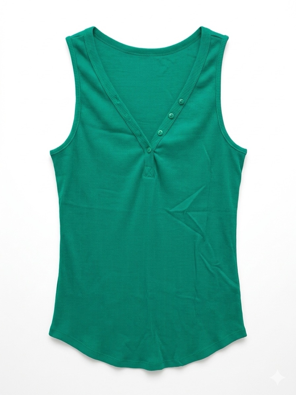 Womenβs V-Neck Button Tank Top in Teal Green